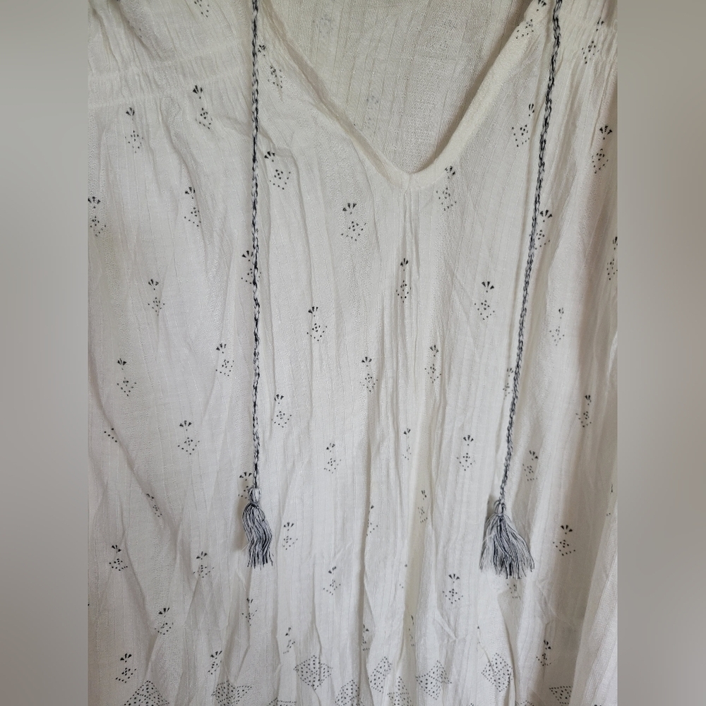 Lucky Brand Women's White Peasant Bohemian Blouse Boho Top Size Medium - Picture 3 of 7